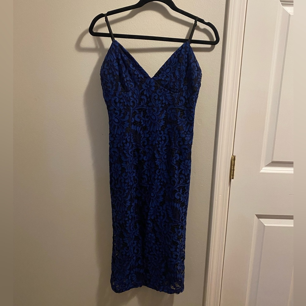Bardot Blue and Black Lace Dress